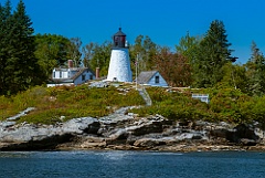 Burnt Island Lighthouse on Rocky Edge in Maine